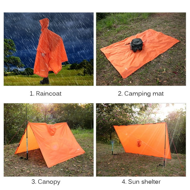3 in 1 Multi-functional Raincoat Poncho Tent Canopy Awning Camping Ground Mat HD